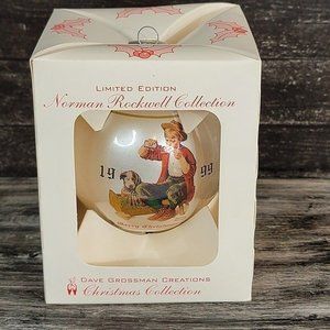 Vintage 1999 Norman Rockwell Bedside Manner Merry Christmas Ornament 25th Glass